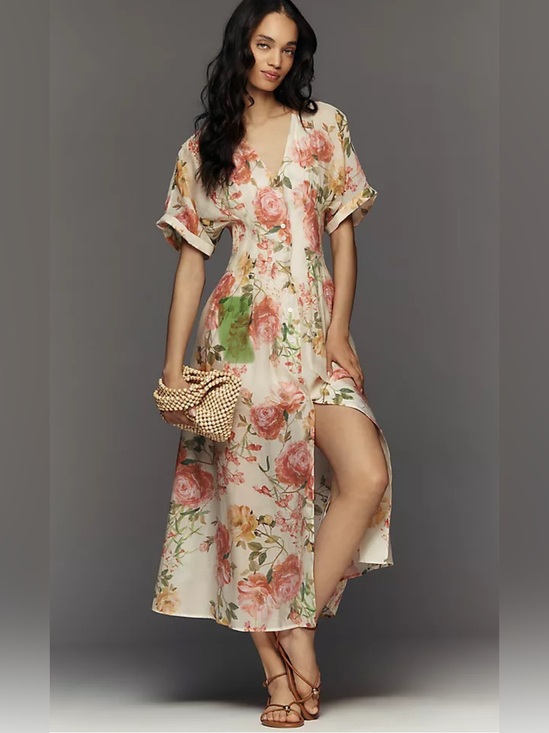 Anthropologie Dresses & Skirts - Anthropologie Exquise Tobie Maxi Dress 
Color Cream and Pink Size S